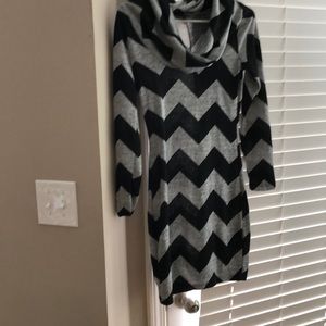 Black and gray chevron sweater dress